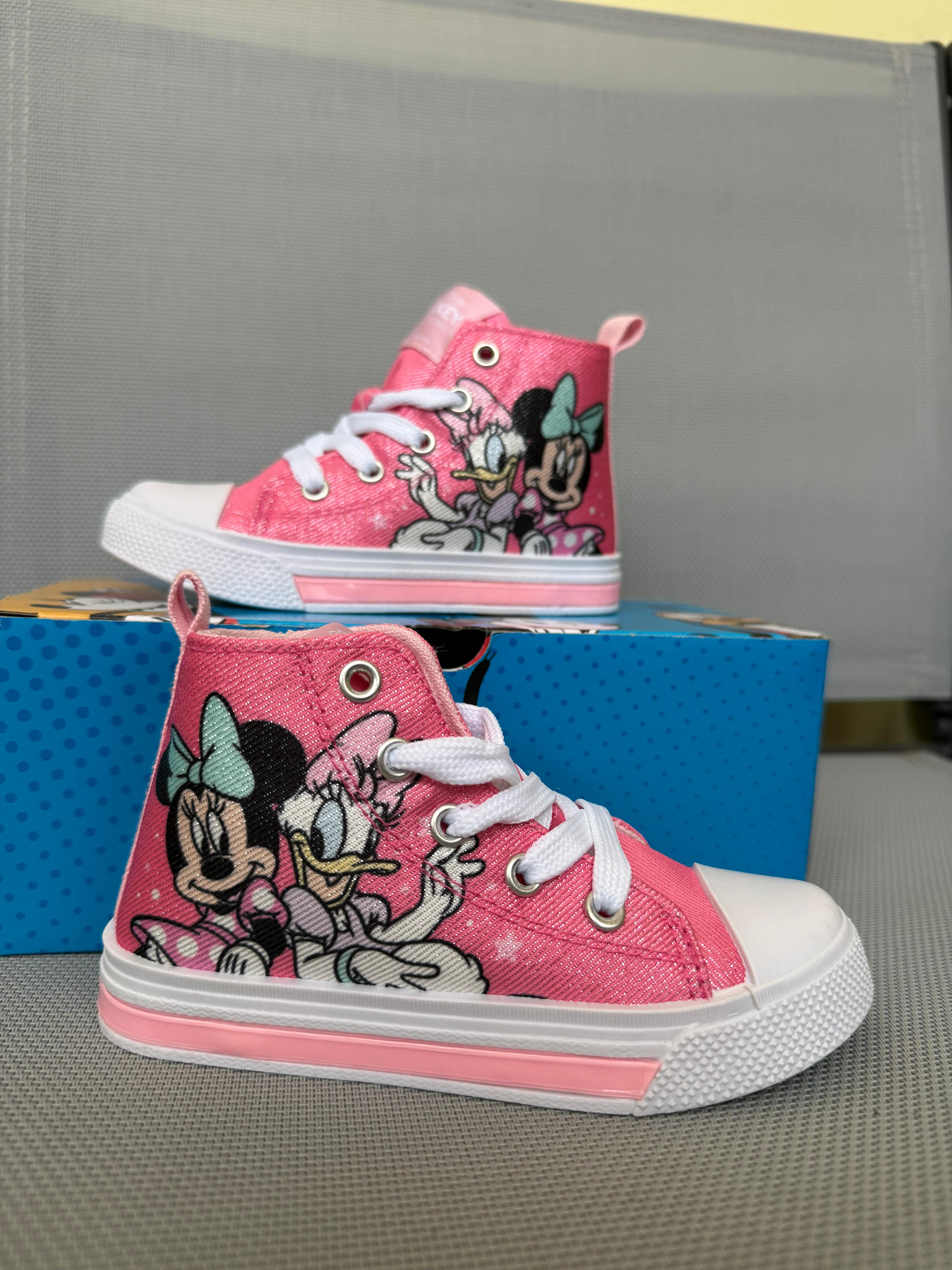 Sneakers alte rosa glitter Minnie e Paperina con luci LED