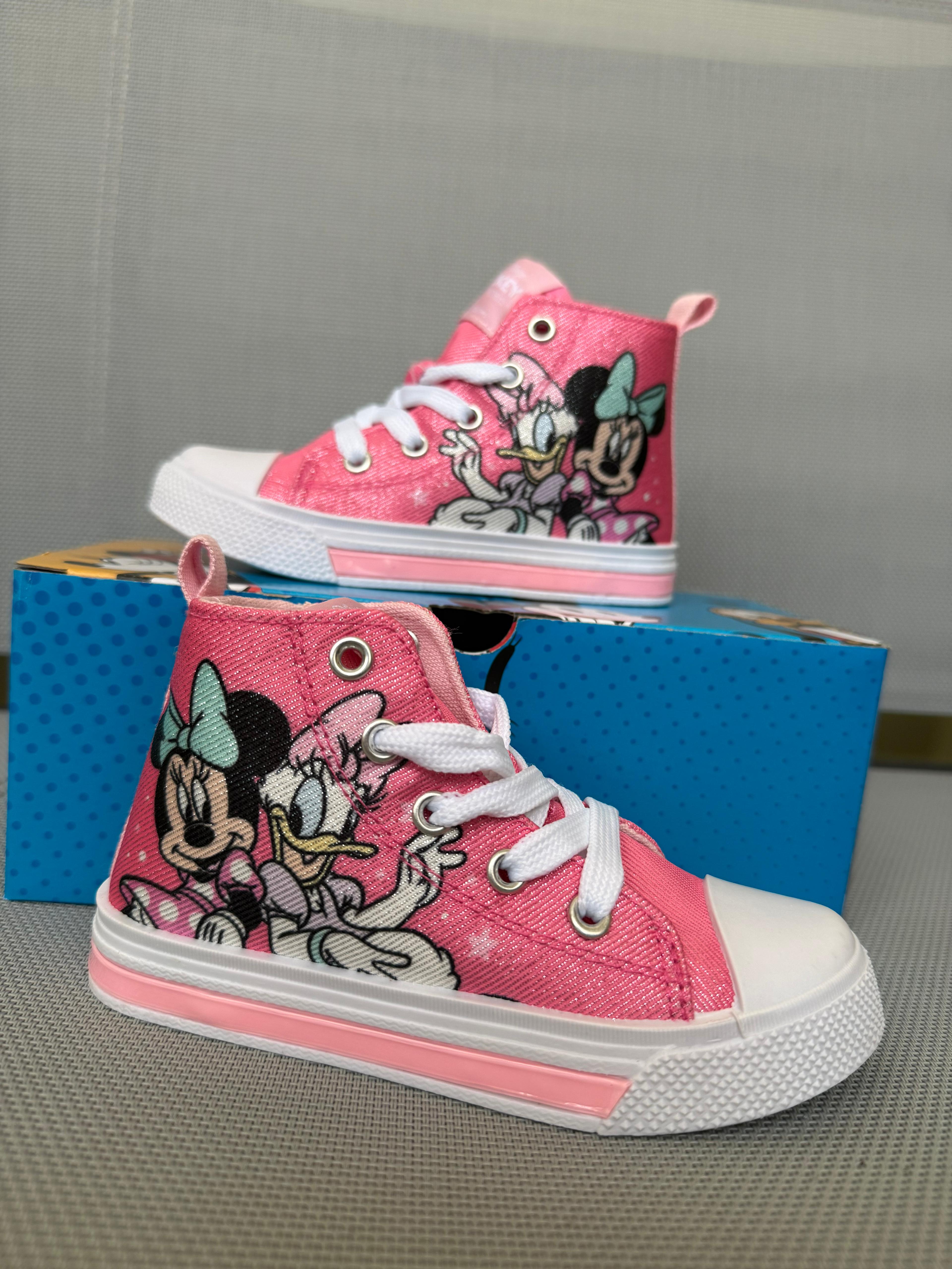 Sneakers alte rosa glitter Minnie e Paperina con luci LED